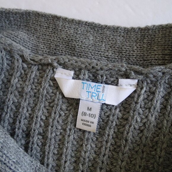 Time and Tru Grey Sweater Women Size M 8-10 Boat Neck Long Sleeve Button Accent - Picture 5 of 11
